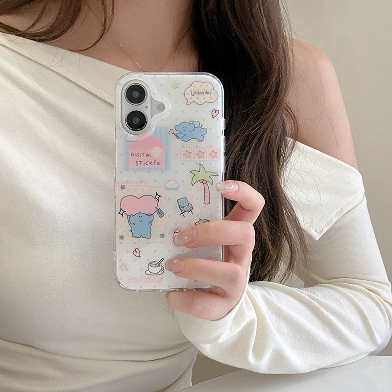 Phone Cases Cute Iphone 13 - Cute Cartoon Elephant Grabbing Love Kawaii