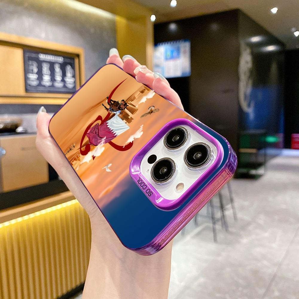 Qatar Flag Purple Translucent  - مراجعة Phone Cases Qatar وسعره