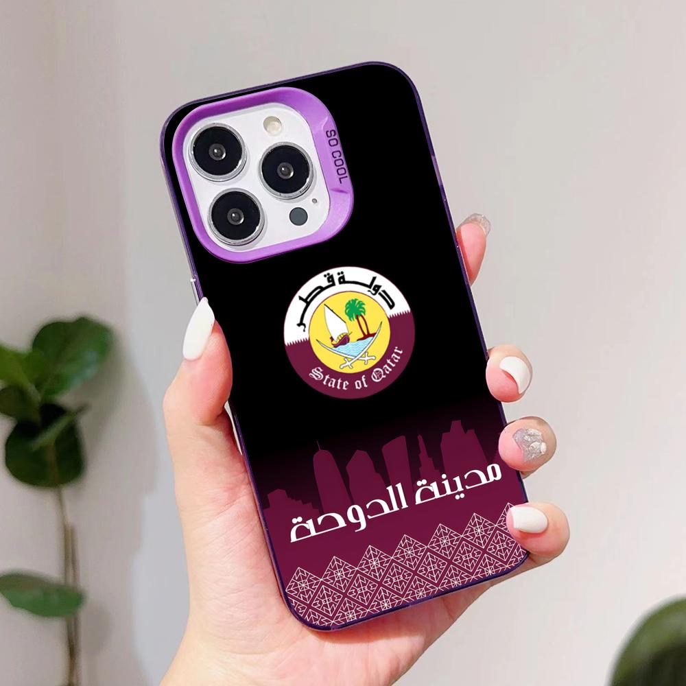 Qatar Flag Purple Translucent  - مراجعة Phone Cases Qatar وسعره