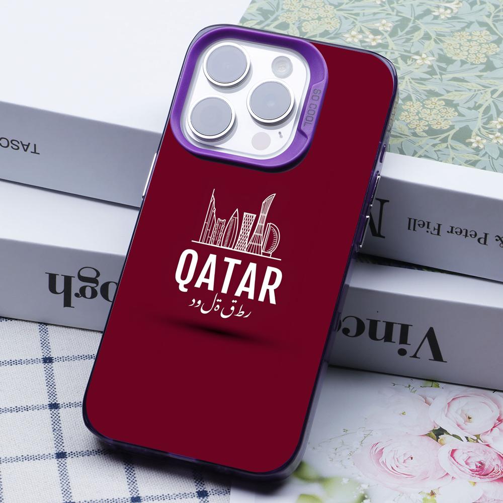 Qatar Flag Purple Translucent  - مراجعة Phone Cases Qatar وسعره