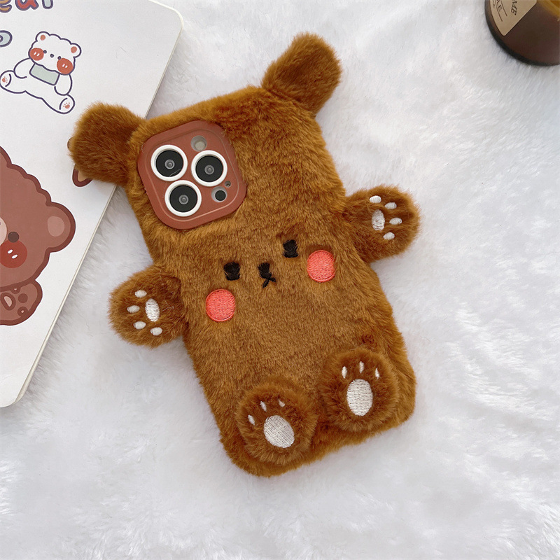 Korean 3D Cartoon Bear Fluffy  - مراجعة Phone Cases Durable وسعره