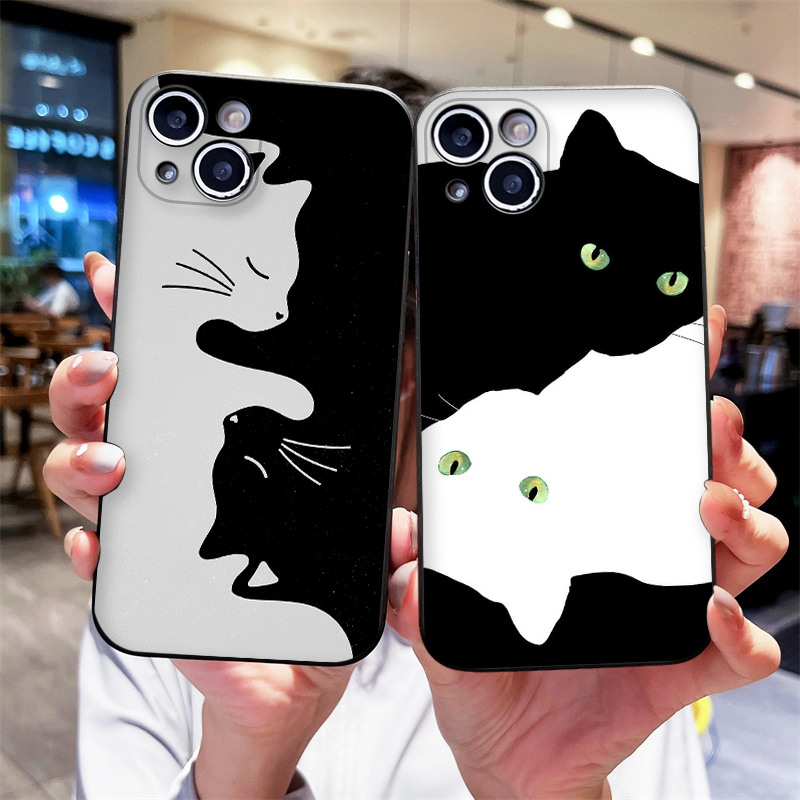 Cartoon Black White Cat Lovers - مراجعة Phone Cases Motorola وسعره