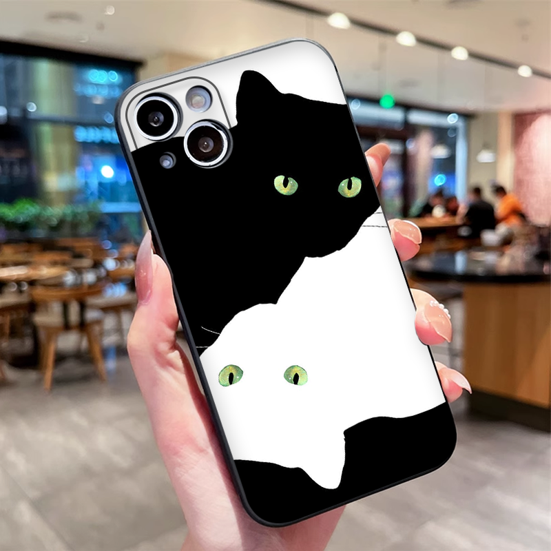 Cartoon Black White Cat Lovers - مراجعة Phone Cases Motorola وسعره