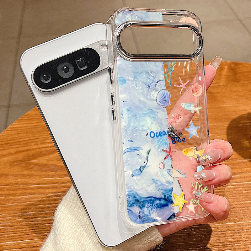 Ocean Shell Shark Patterned Ph - مراجعة Phone Cases Google Pixel 9A وسعره