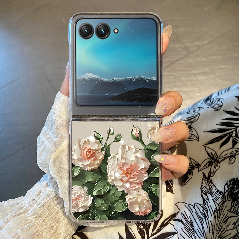 White Flowers Pattern Phone Ca - مراجعة Phone Cases Motorola وسعره