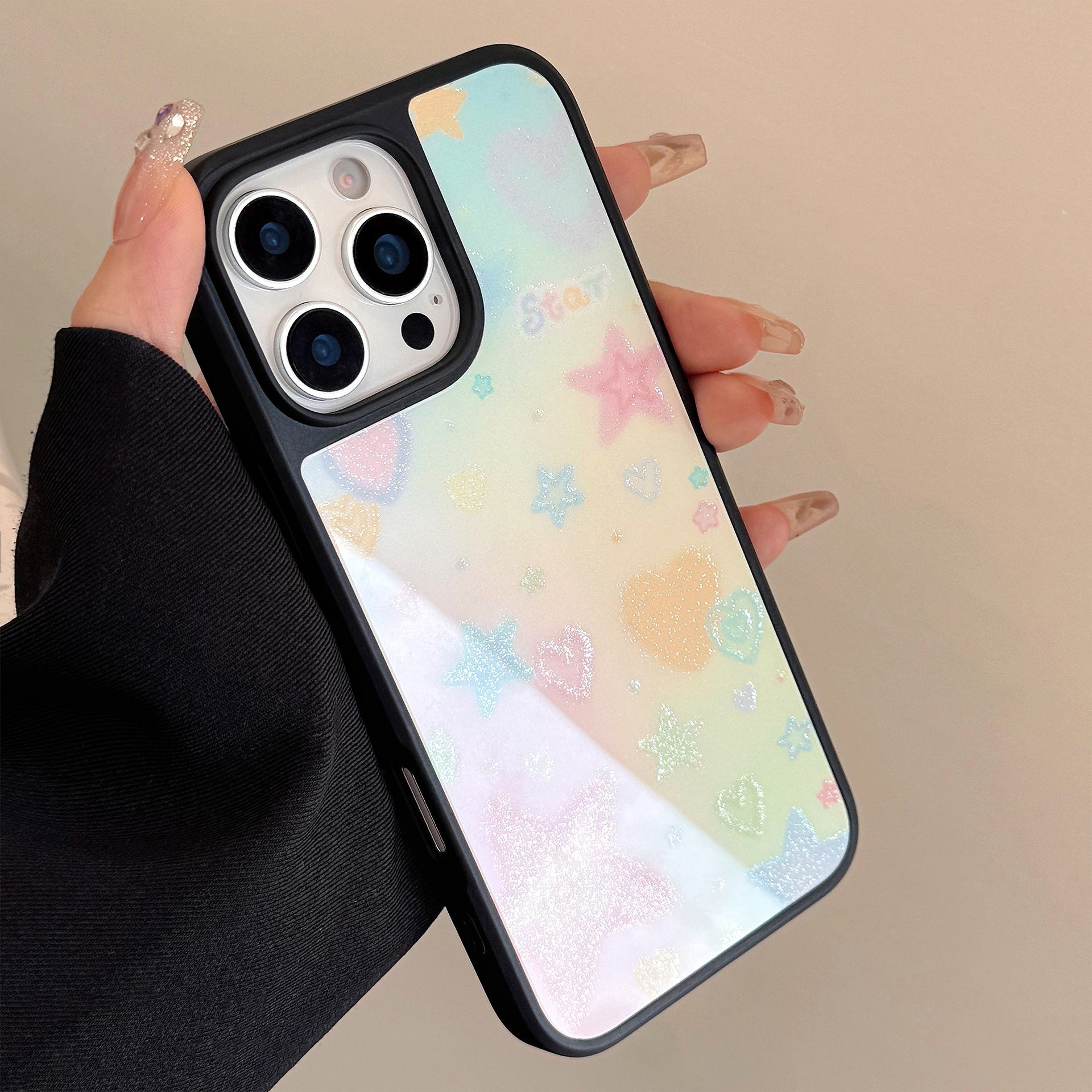 Korean Black Frame Glitter Gra - مراجعة Glitter Shockproof Case وسعره