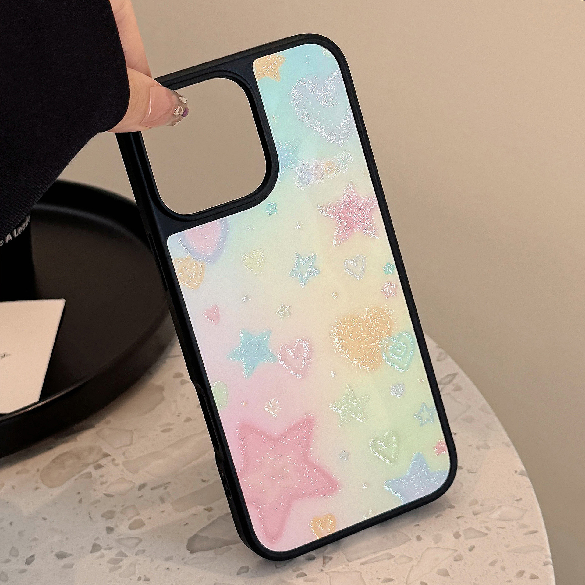 Korean Black Frame Glitter Gra - مراجعة Glitter Shockproof Case وسعره