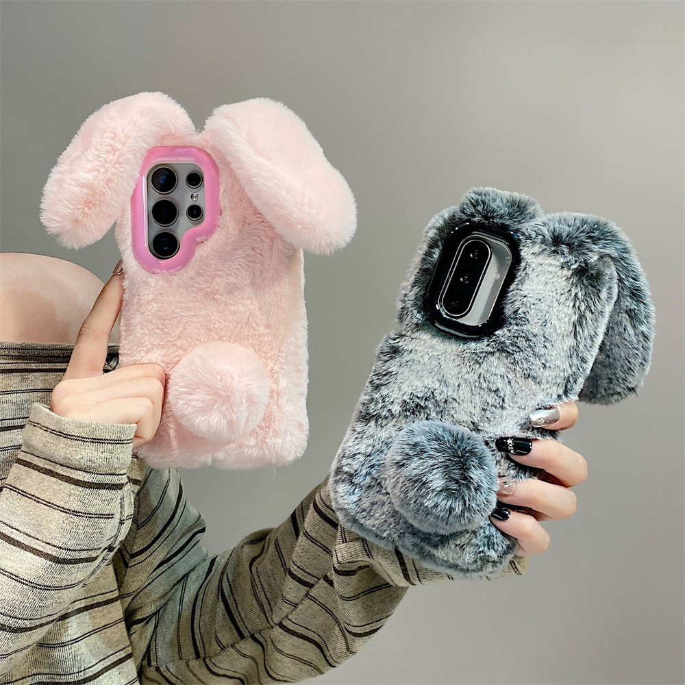 Cute Rabbit Ears Fluffy Stand  - مراجعة Phone Cases Holder وسعره