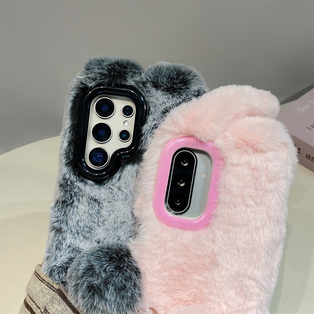 Cute Rabbit Ears Fluffy Stand  - مراجعة Phone Cases Holder وسعره