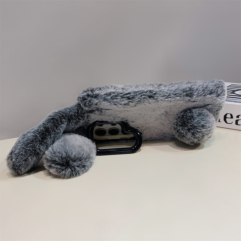 Cute Rabbit Ears Fluffy Stand  - مراجعة Phone Cases Holder وسعره